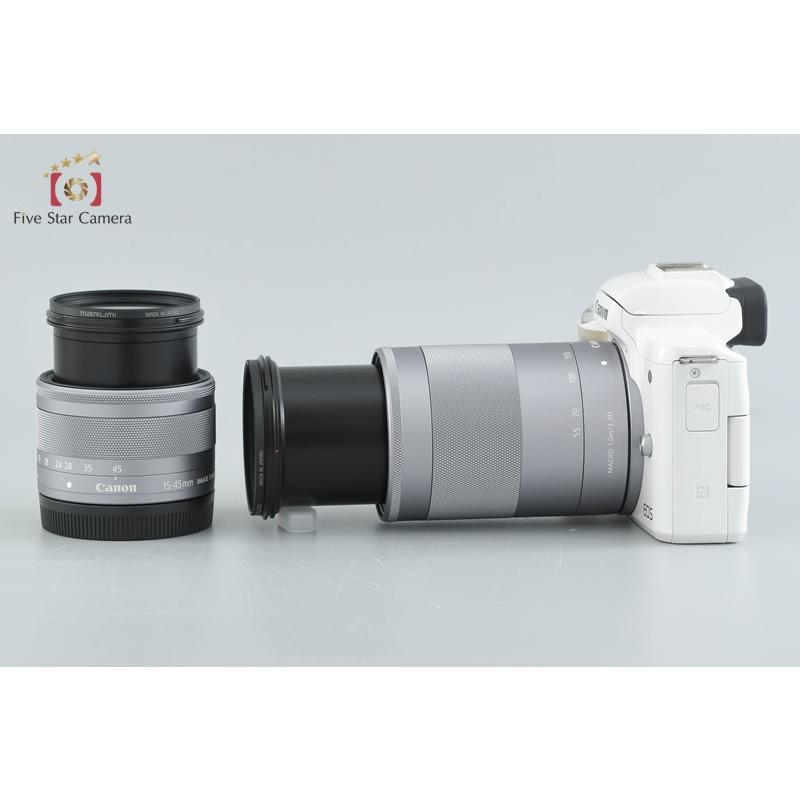 中古】Canon キヤノン EOS Kiss M ダブルズームレンズキット ホワイト