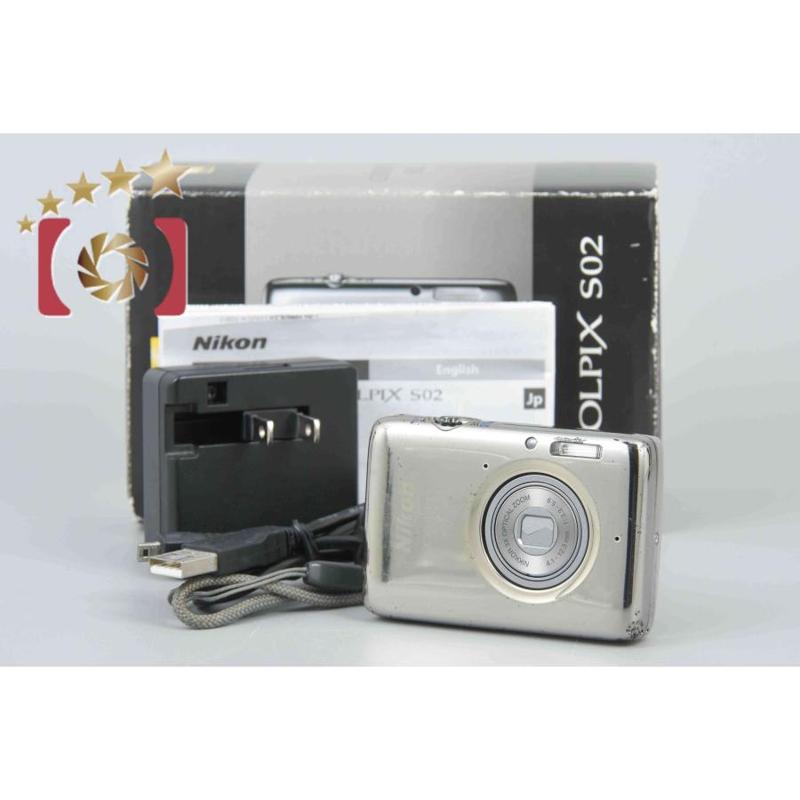 Nikon デジタルカメラcoolpix S02シルバー超小型 中古品動作確認済 COOLPIX 【中古】Nikon ニコン S02 ミラーシルバー コンパクトデジタル