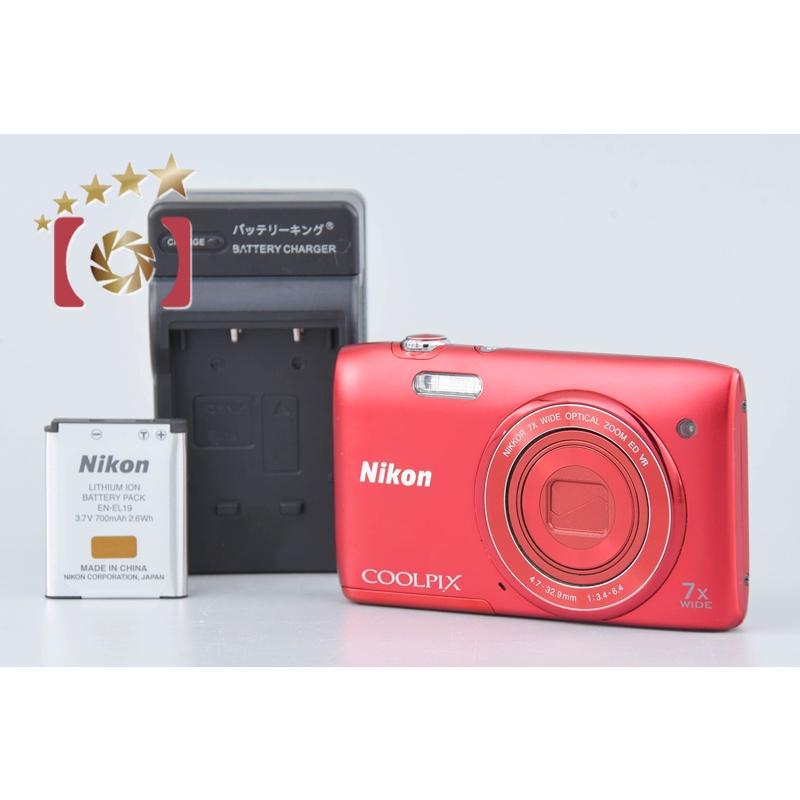 COOLPIX 【中古】Nikon ニコン S3500 ラズベリーレッド コンパクト