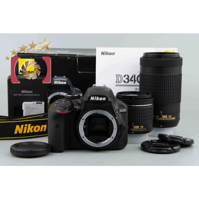 中古】Nikon 一眼レフ D3400ダブルズームキット(箱なし) 市場】【中古