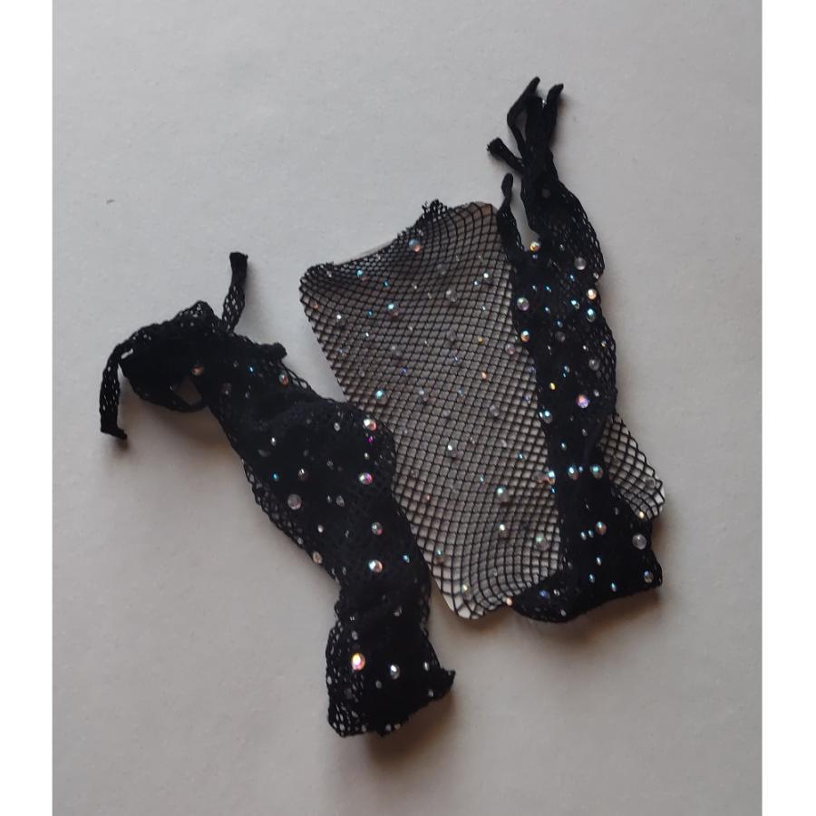 長手袋 ロンググローブ メッシュ ラインストーン付き キラキラ 網