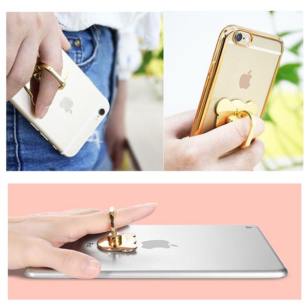 【レビューを書いて送料無料】 かわいいくまのバンカーリング ゴールド ツヤ有り / 落下防止 スマホ スマートフォン リング スタンド iphone xperia galaxy |  | 02