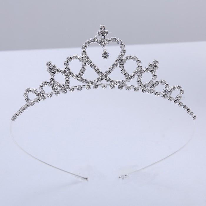 【レビューを書いてメール便送料無料】 カチューシャタイプ ハートティアラ / 子供用 プリンセス お姫様 クロスモチーフ ティアラ ティアドロップ 一粒ダイヤ付 |  | 03