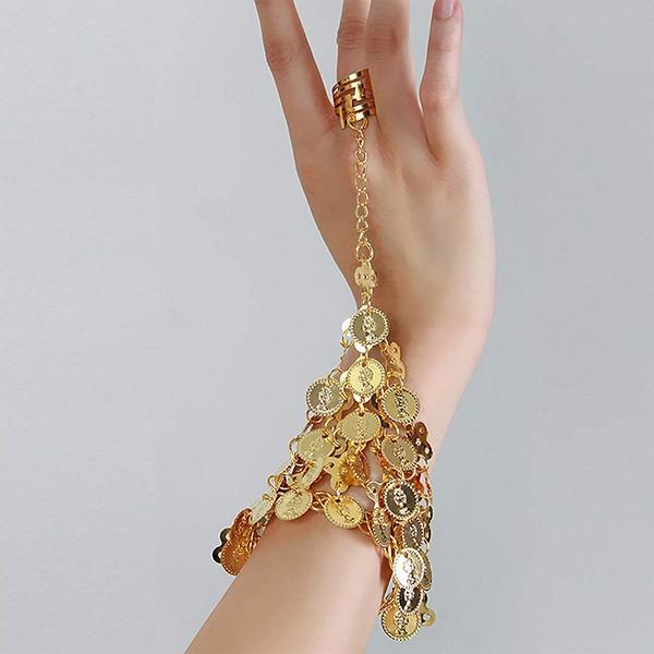 【レビューを書いてネコポス便送料無料】ベリーダンス ブレスレットリング ゴールド 両腕 ２個セット ♪ダンス 衣装 リストバンド アクセサリー 腕輪 ハロウィン |  | 01