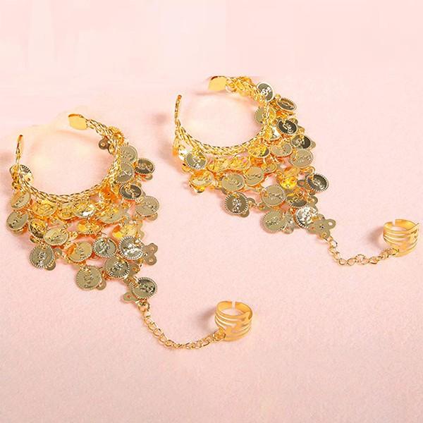 【レビューを書いてネコポス便送料無料】ベリーダンス ブレスレットリング ゴールド 両腕 ２個セット ♪ダンス 衣装 リストバンド アクセサリー 腕輪 ハロウィン |  | 03