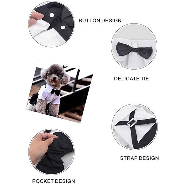 【レビューを書いてメール便送料無料】ワンちゃん タキシード 犬用 フォーマル 服 犬服 結婚式 つなぎ  ドッグウエア 犬 服 蝶ネクタイ 黒 コスプレ おめかし |  | 03