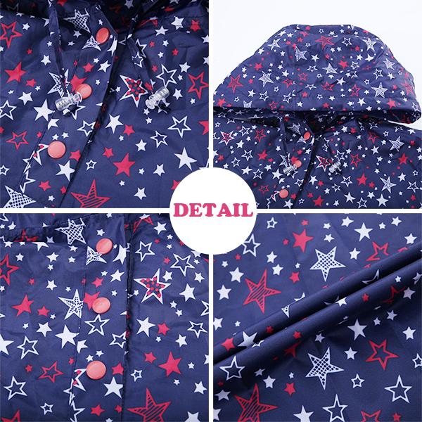 【レビューを書いてネコポス便送料無料】キッズ 星柄レインポンチョ 収納ポーチ付き スター キッズレインコート アウトドア 自転車 通学 レジャー レインウェア |  | 04