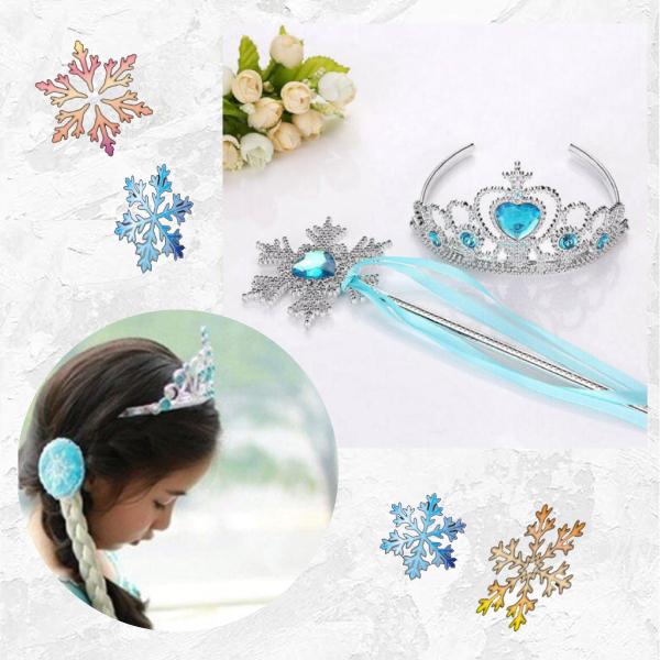 ヘアー付き！プリンセスジュエリー ブルー☆スノージュエリーセット アクセサリー コスプレ ティアラ ステッキ ネックレス イヤリング アナと雪の女王 キッズ |  | 05