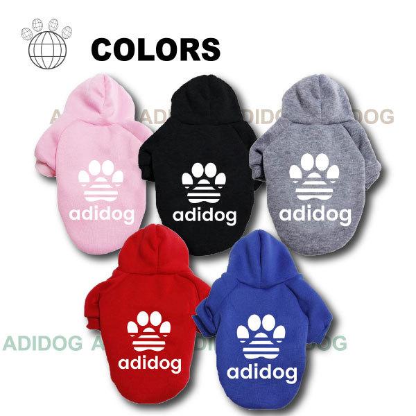 NEWアディドッグ 裏起毛 トレーナー 5色 S M L XL XXL ドッグウェア 犬用 パーカー 服 パロディ 服 長袖 スェット フーディー ブルドッグ |  | 01
