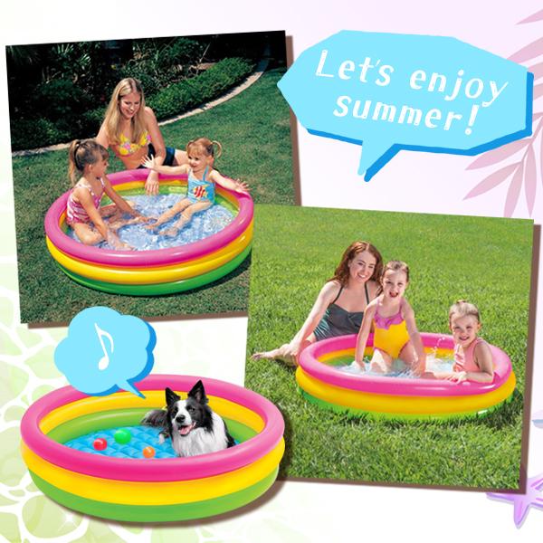 サンセットグロープール 114cm x 25cm ♪ ベビープール 水遊び キッズ 庭 夏休み ビニールプール プール 水慣れ 子供 家庭用 自宅用 ペット サマー カラフル |  | 01