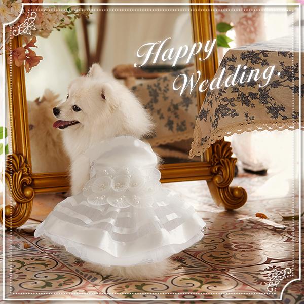 犬用 フラワーウエディングドレス 結婚式 リングドッグ 犬服 ドレス 礼服 フォーマル おめかし パーティー ブライダル お祝い 犬 猫 小型犬 |  | 01