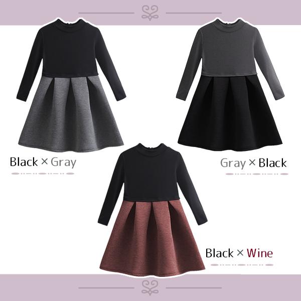 新色登場！子供用 ツートンワンピース フォーマル 女の子 キッズ お出かけ 子供服 入園式 入学式 卒園式 発表会 ブラック グレー ツートンカラー 礼服  七五三 |  | 05