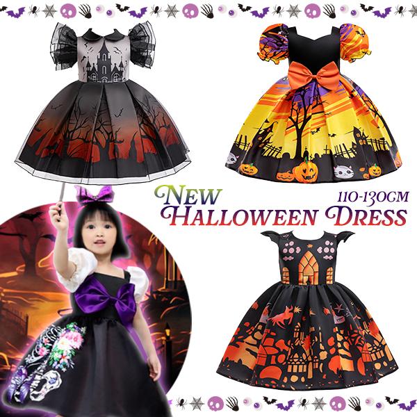 新作 NEWハロウィンドレス ハロウィン キッズ ドレス 子ども 仮装 子供 コスプレ 衣装 女の子 ワンピース パーティ イベント ハロウィーンHalloween 魔女 | 