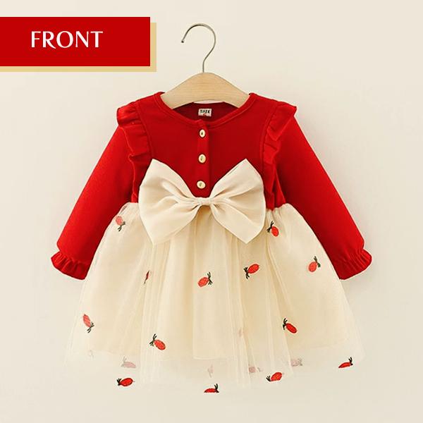 パイナップルリボンワンピース ドレス ワンピース 女の子 卒園式 子供服 赤  子ども  服 子供 赤ちゃん 誕生日 お祝い ベビー チュニック 結婚式 韓国子供服 |  | 05