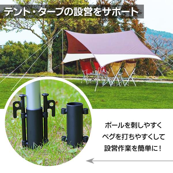 ポール固定ホルダー 2個セット ロッドホルダー テントホルダー キャノピーポールホルダー テント タープ パラソル キャンプ 安定 防風 倒壊防止 支え 設営 ペグ |  | 01