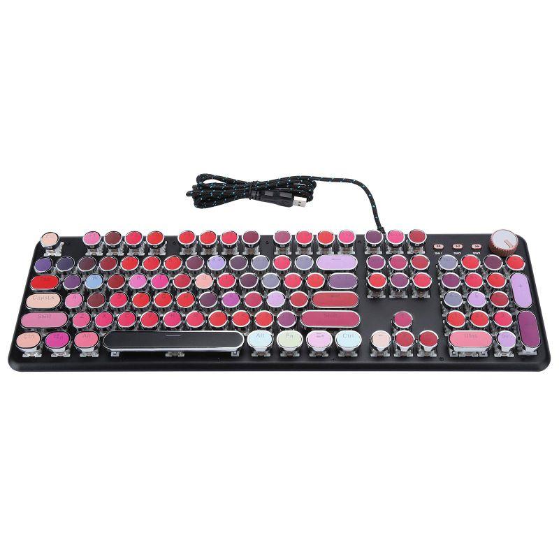 口紅メカニカルキーボード、104キー有線USBゲーミングキーボードパンクスタイル口紅メカニカルキーボードコンピューターキーボードコンピュータ