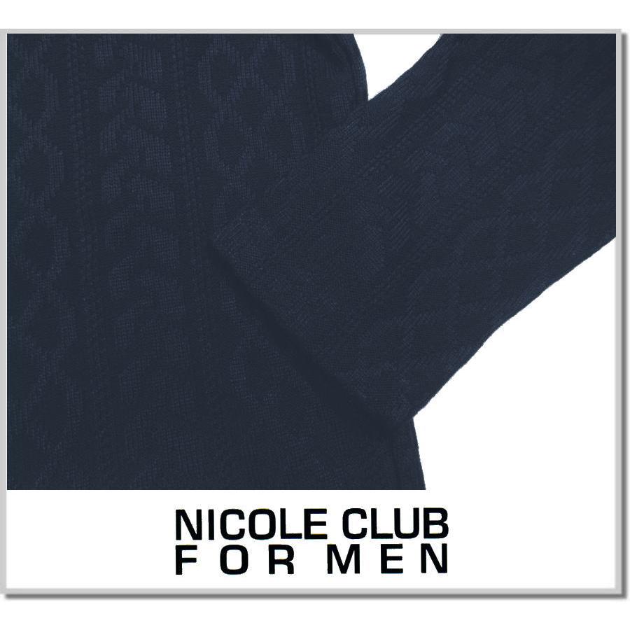 ニコルクラブフォーメン NICOLE CLUB FOR MEN アラン柄プルオーバー 0464-9809-67(NAVY) VロンTee ニットソー｜five｜04