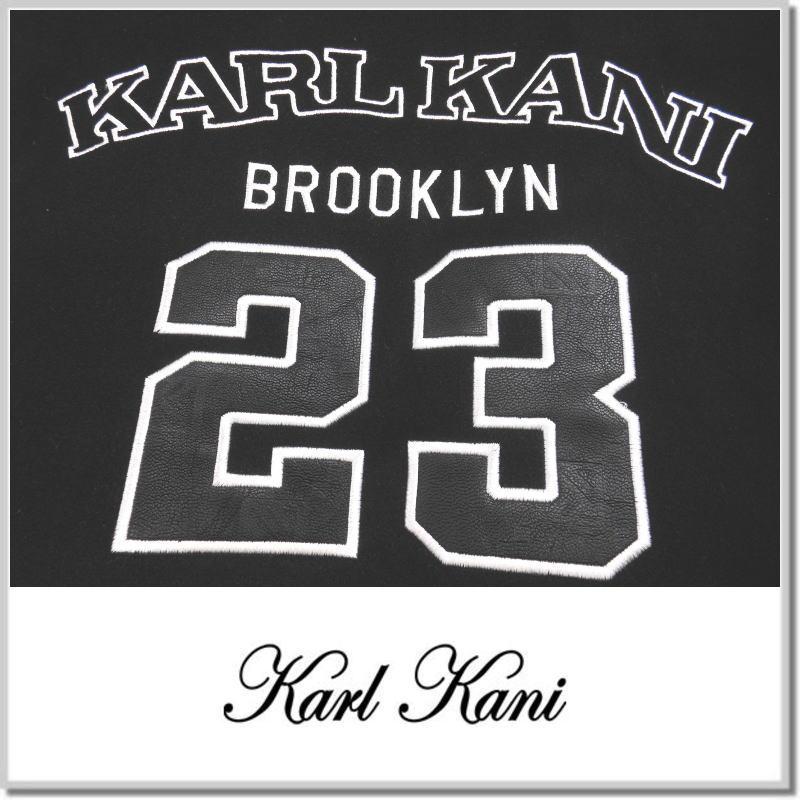 カールカナイ KARL KANI 刺繍 ロゴ スタジャン 233K1701-09(BLACK) 袖 