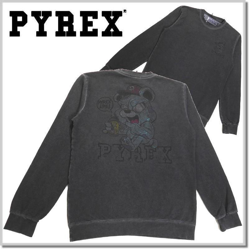 高級ブランド PYREX トップス スウェット ブラック 黒 ロゴ プリント