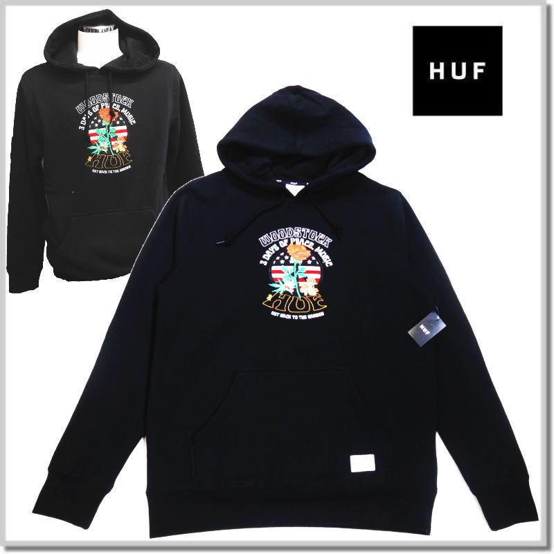 レアHUF×WOODSTOCKハフ×ウッドストック プルオーバーフーディー HUF（ハフ） ×WOODSTOCK【ハフ×ウッドストック】PULLOVER HOODIE BLACK
