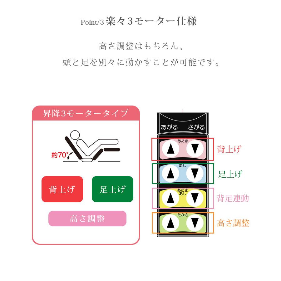 電動ベッド 3モーター シングル 介護 介護ベッド 電動 高さ調整