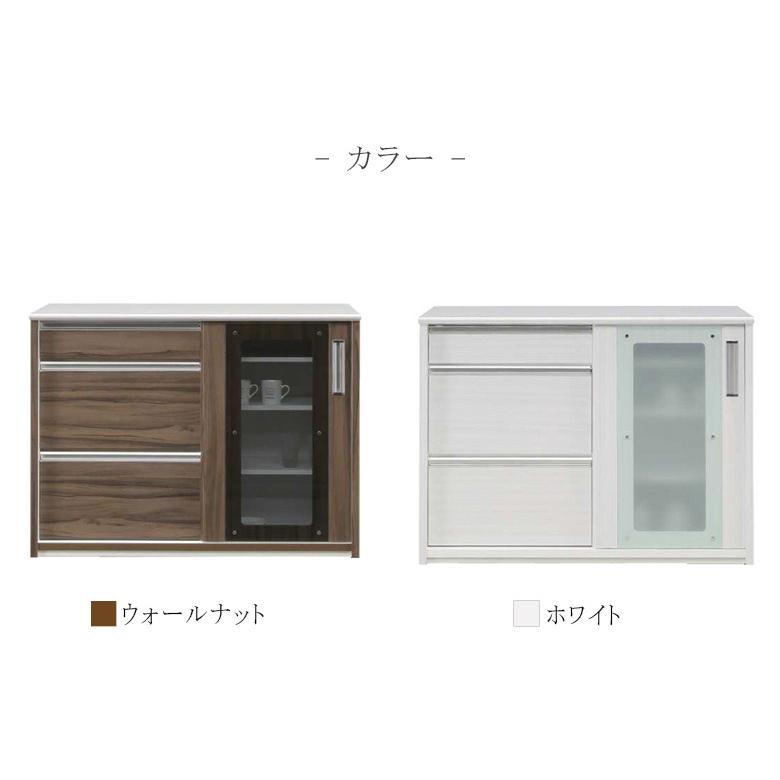 キッチンカウンター 食器棚 収納 完成品 キッチン収納 キッチンボード 幅120 レンジ台 おしゃれ ロータイプ 引き戸 日本製 フルオープンレール 国産 白_6
