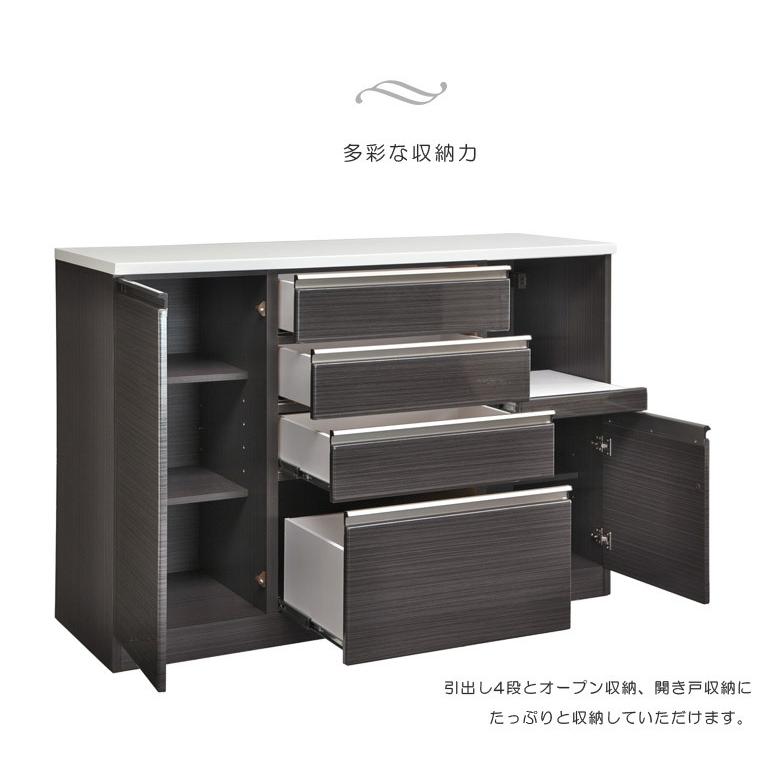 キッチンカウンター おしゃれ 幅140 食器棚 完成品 ロータイプ 収納 レンジ台 レンジボード 白 ホワイト ブラック キッチンボード_8