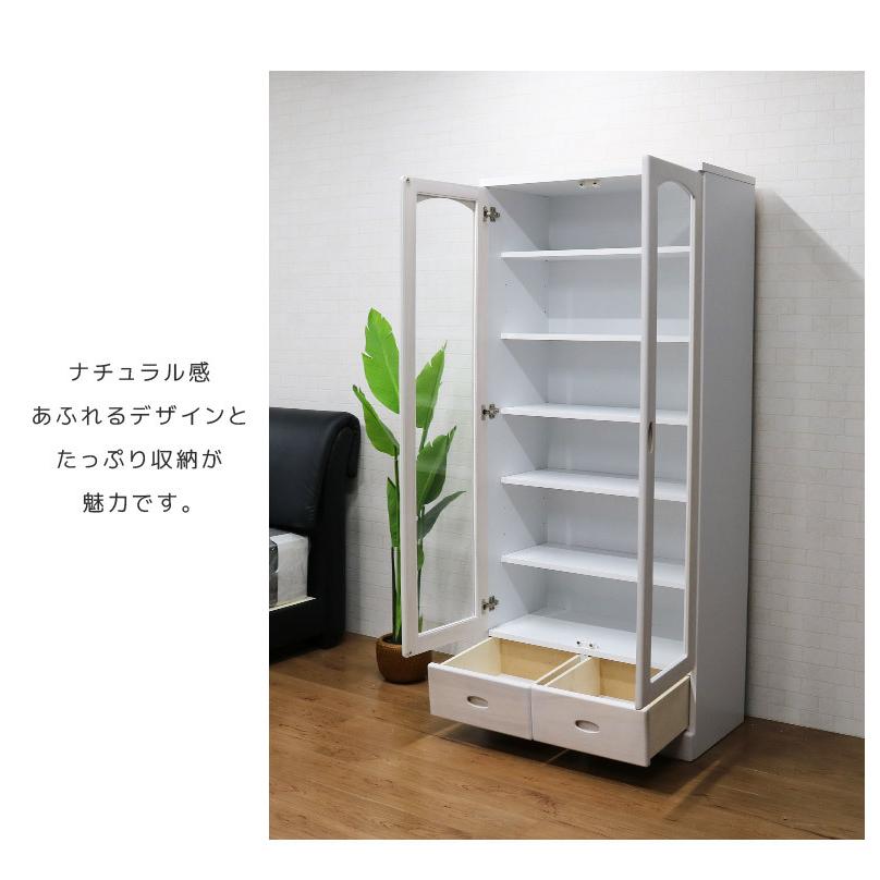 本棚 書棚 完成品 リビング収納 ガラス扉 幅80cm 日本製 扉付き 桐 桐無垢材 扉 ガラス 棚 可動棚 80｜fiveseason｜10