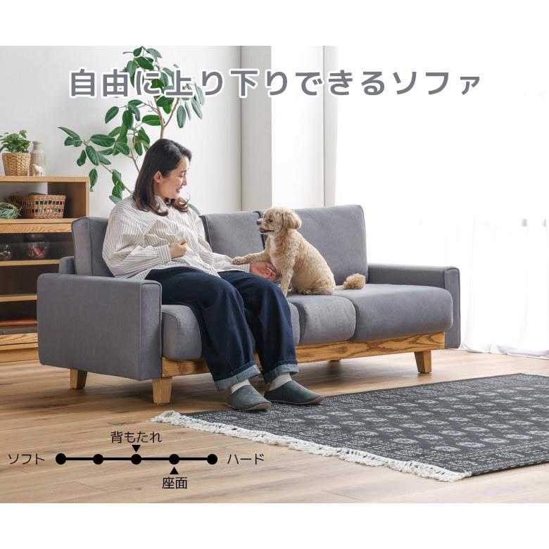 2人掛けソファ ファブリックソファ スロープ付き ペット キズに強い