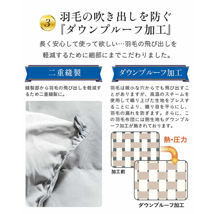 掛け布団 シングルロングサイズ 羽毛布団 単品 掛布団 150×210cm 布団 日本製 幅150cm 立体キルト構造 ピーチスキン加工 150cm幅 ロイヤルゴールド_16