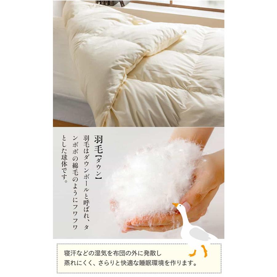 掛け布団 単品 190×210cm 掛布団 羽毛布団 ダブルロングサイズ 布団 日本製 幅190cm 立体キルト構造 ピーチスキン加工 190cm幅 エクセルゴールド_13