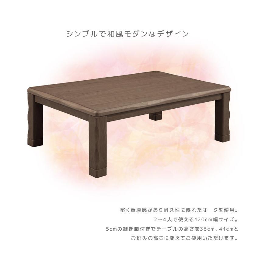 家具調こたつテーブル こたつテーブル ロータイプ 長方形 120 ロータイプこたつ こたつ 暖卓 こたつ本体のみ こたつ本体_3