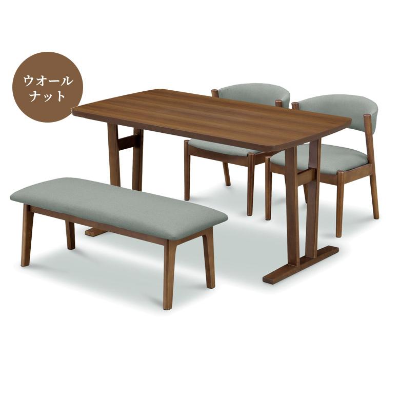 ダイニングテーブルセット 4人掛け 130cm ダイニングセット 4点セット 4人用 ダイニングテーブル 布 幅130 チェア2脚 ベンチ ラバーウッド ファブリック