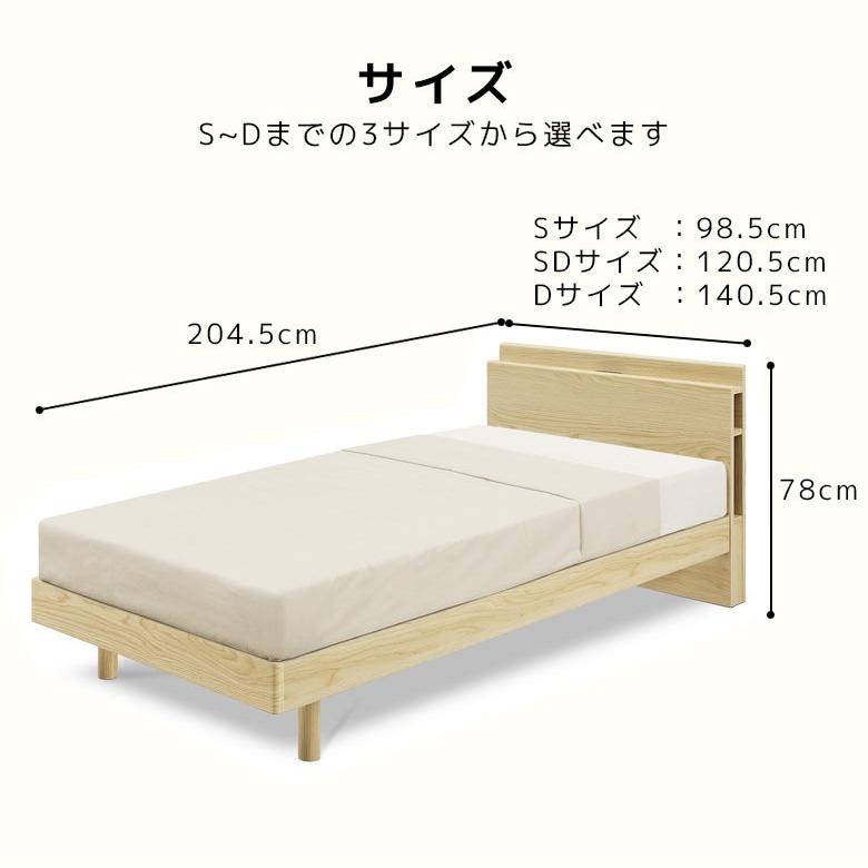 未来商会 ベッドフレーム シングル セミダブル ダブル 収納付き 2口