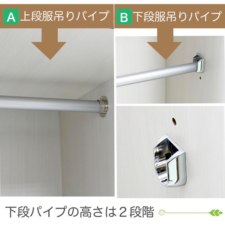 クローゼット 収納 吊り下げ収納 扉 吊り下げ ワードローブ ミラー ワードローブ扉付き 80 ミラー付き 幅80cm 服吊 洋服収納 姿見 姿見付きの画像
