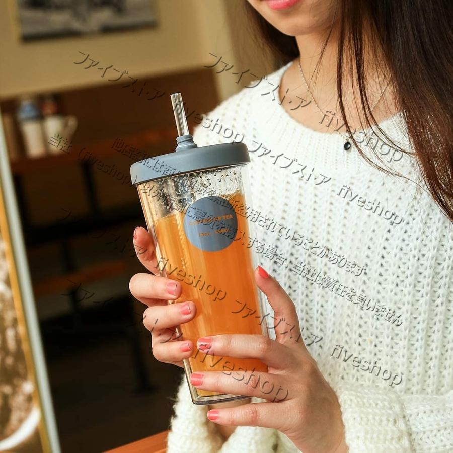 マグカップ ストロー タンブラー 5ml おしゃれ 蓋付き カップ ストロータンブラー 透明 ダブルウォール 保冷 こぼれない 冷水筒 ストローコップ Name416 ファイブshop 通販 Yahoo ショッピング