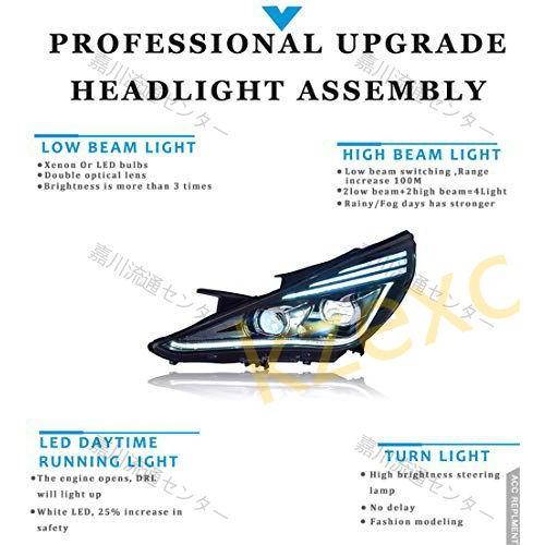 2PCSヘッドライトアセンブリFor Sonata 8 2011-2014バイキセノンレンズプロジェクターダブルビームキセノンhidキット付きled｜fiveshop｜06