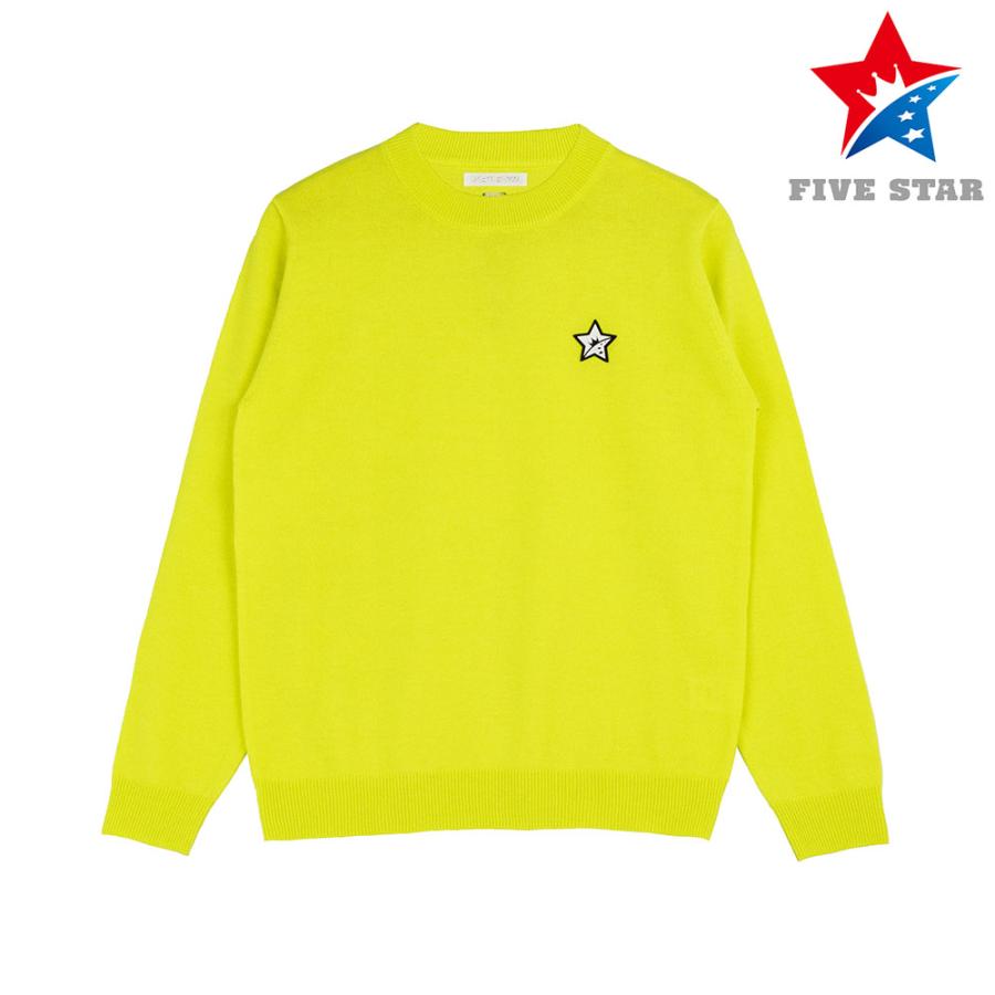 FIVE STAR ニット ゴルフ メンズ 長袖 薄手 クルーネック バックロゴ