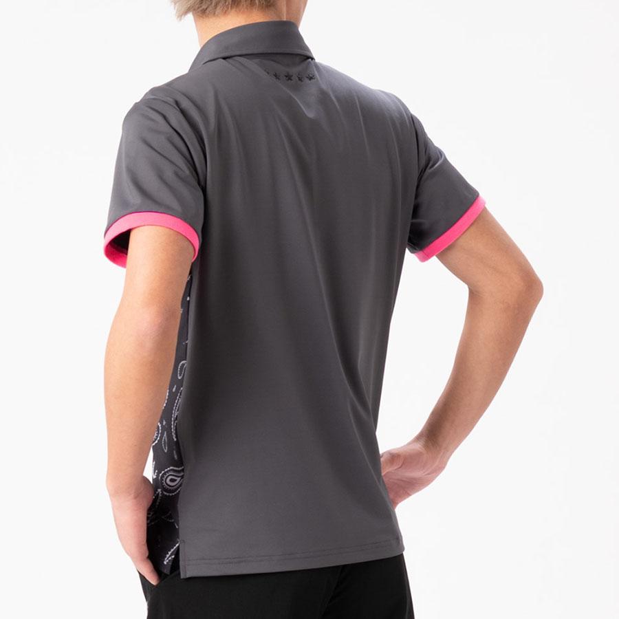 ポロシャツ シャツ ゴルフウェア メンズ 夏 半袖 ストレッチ グレー ファイブスター おしゃれ 40代 50代 ペイズリー柄 バイカラー アウトレット | FIVE STAR（ゴルフ） | 02