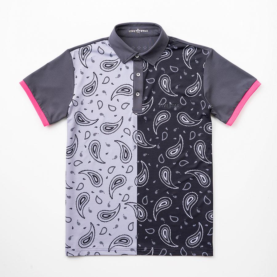 ポロシャツ シャツ ゴルフウェア メンズ 夏 半袖 ストレッチ グレー ファイブスター おしゃれ 40代 50代 ペイズリー柄 バイカラー アウトレット | FIVE STAR（ゴルフ） | 07