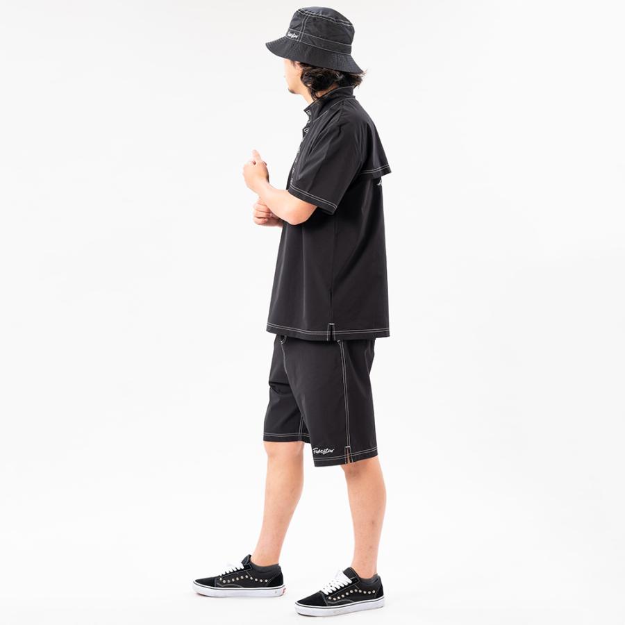 シャツ ゴルフ メンズ 夏 半袖 ハーフジップ ゴルフウェア ファイブスター おしゃれ シンプル 40代 50代 ゴルフシャツ オーバーサイズ ブラック 黒 | FIVE STAR（ゴルフ） | 06