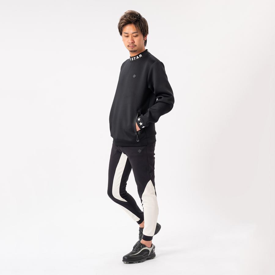 モックネック ゴルフ メンズ 冬 トレーナー 長袖 ストレッチ 厚手 防寒 ゴルフウェア ファイブスター おしゃれ シンプル 40代 50代 ブラック 黒 ロゴ | FIVE STAR（ゴルフ） | 06