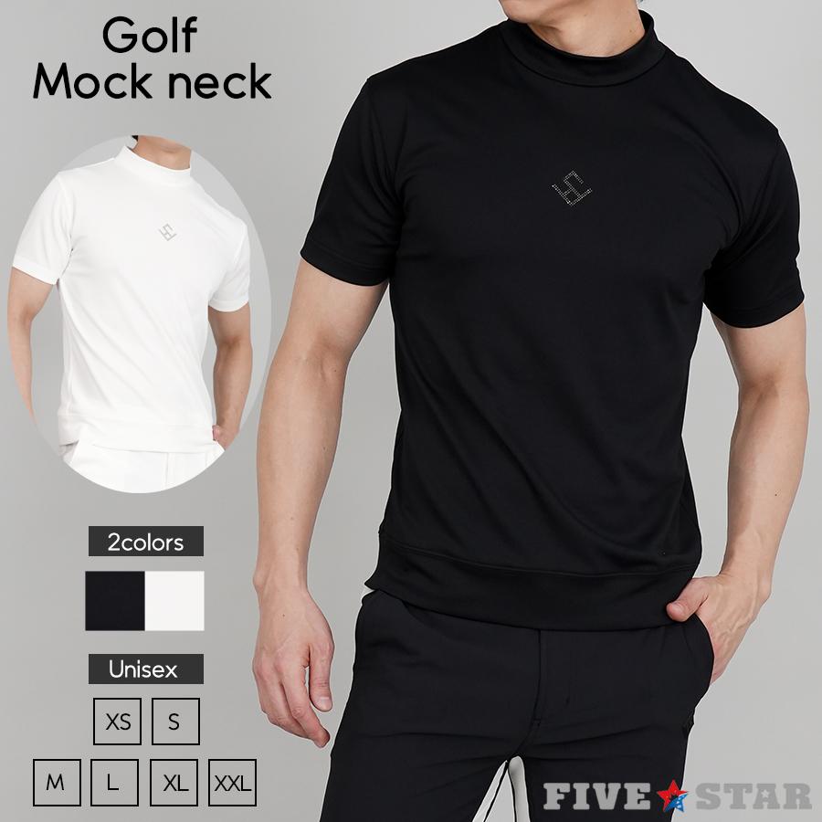 モックネック ゴルフウェア メンズ 半袖 シャツ ストレッチ バックプリント 吸水速乾 UVカット ゴルフ レディース ユニセックス 春 夏 星 ファイブスター | FIVE STAR（ゴルフ）