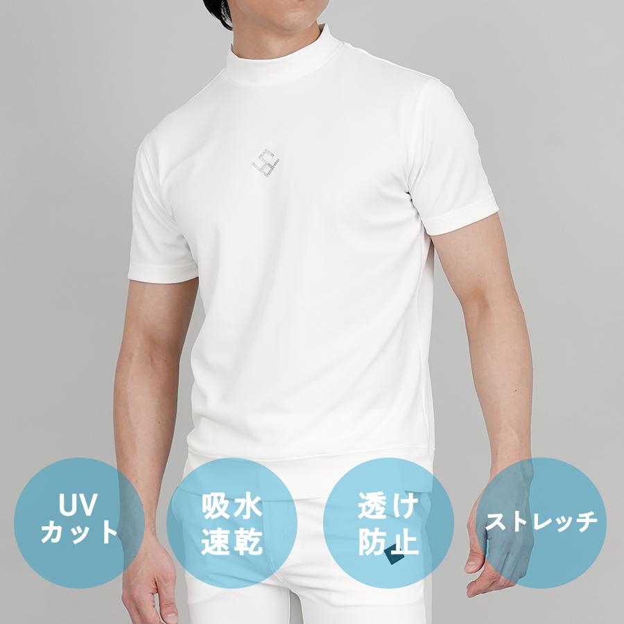 モックネック ゴルフウェア メンズ 半袖 シャツ ストレッチ バックプリント 吸水速乾 UVカット ゴルフ レディース ユニセックス 春 夏 星 ファイブスター | FIVE STAR（ゴルフ） | 01