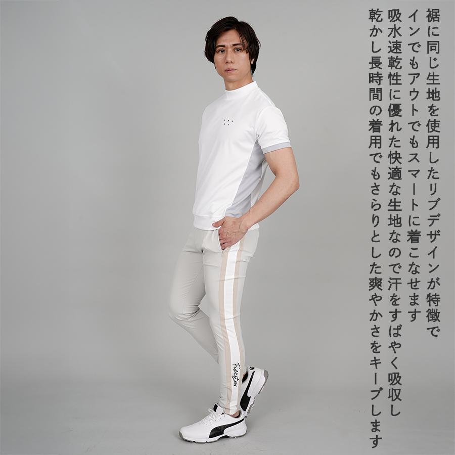 モックネック ゴルフウェア メンズ 半袖 シャツ ストレッチ サイドライン 吸水速乾 軽量 ゴルフ レディース ユニセックス 春 夏 星 ファイブスター | FIVE STAR（ゴルフ） | 04
