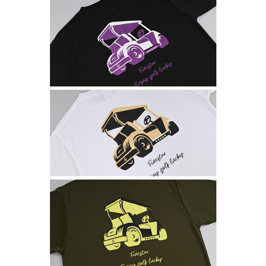 Tシャツ ゴルフウェア メンズ レディース 半袖 吸水速乾 紫外線カット ドライシルキータッチ カートロゴ シンプル おしゃれ 星 ファイブスター | FIVE STAR（ゴルフ） | 08