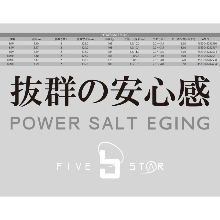 フィールドに合わせてチョイス Power Salt Eging 80mh パワーソルトエギング アオリ 釣り Five Star ファイブスター Five Star Store 通販 Yahoo ショッピング