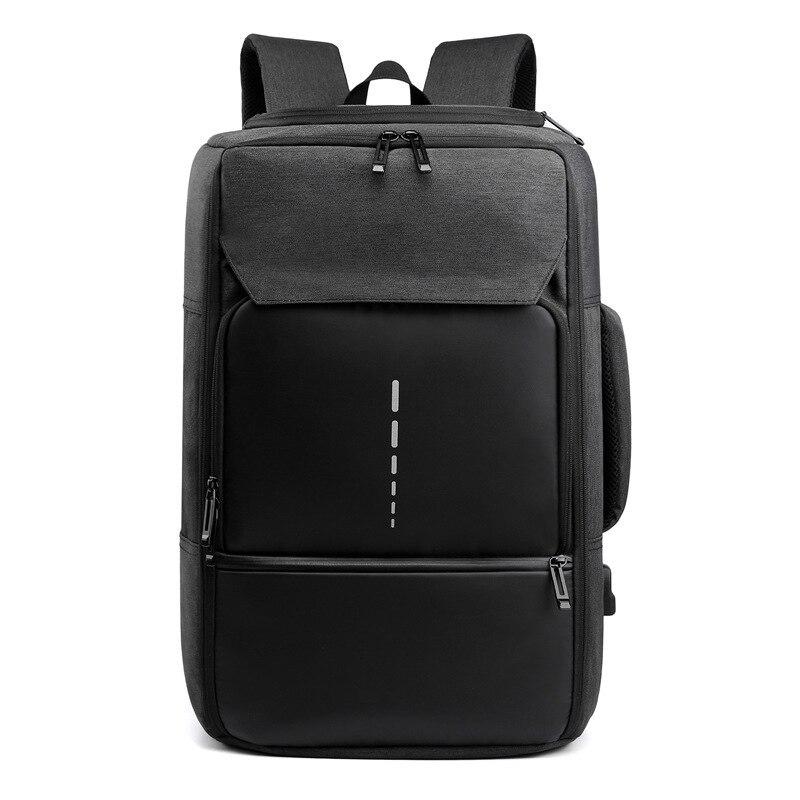 激安ブランド 15.6 インチのラップトップバックパック Black Mochi 充電男性スクールノートブックバッグ防水固体ビジネス旅行スクールバックパック USB バックパック、ザック