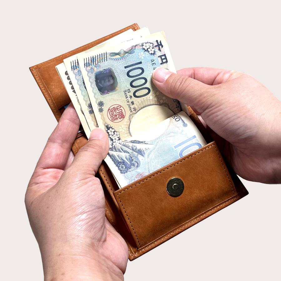 二つ折り財布 本革 プエブロレザー 日本製 薄型 軽量 コンパクト 大