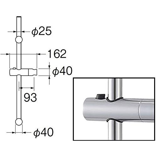 SANEI　スライドバー　シャワ掛け具付き　長さ1m　W5853S-1000　シャワ角度調節可能